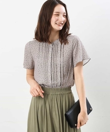 MK MICHEL KLEIN | シフォンジョーゼット半袖ブラウス/洗える(シャツ/ブラウス)