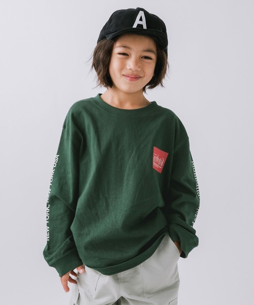 Manhattan Portage（マンハッタンポーテージ）の「【Manhattan Portage(マンハッタンポーテージ)】プリント 長袖Tシャツ（KIDS）（Tシャツ/カットソー・キッズ・ブラック/オフホワイト/ブルー/グリーン・110cm/130cm/150cm）」の4枚目の写真