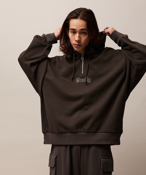 re_k by JUNRED（レクバイジュンレッド）の「re_k by JUNRED / アーチレタリングハーフジップパーカー（パーカー・メンズ・グリーン/チャコールグレー/ライトグレー・S/M/L）」の11枚目の写真