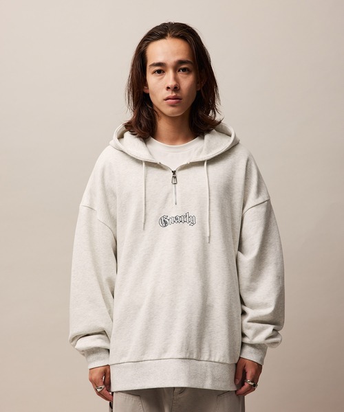 re_k by JUNRED（レクバイジュンレッド）の「re_k by JUNRED / アーチレタリングハーフジップパーカー（パーカー・メンズ・グリーン/チャコールグレー/ライトグレー・S/M/L）」の19枚目の写真