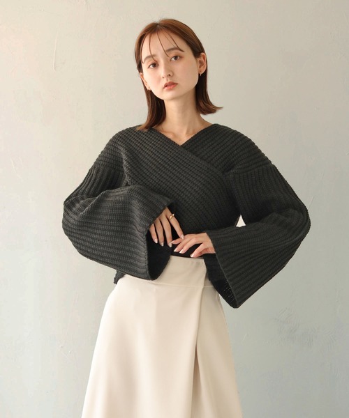 CLEIO（クレイオ）の「【CLEIO】ショートクロスニット/SHORT CROSS KNIT/986-10618（ニット/セーター・レディース・アイボリー/ブラック/ベージュ・FREE）」の14枚目の写真