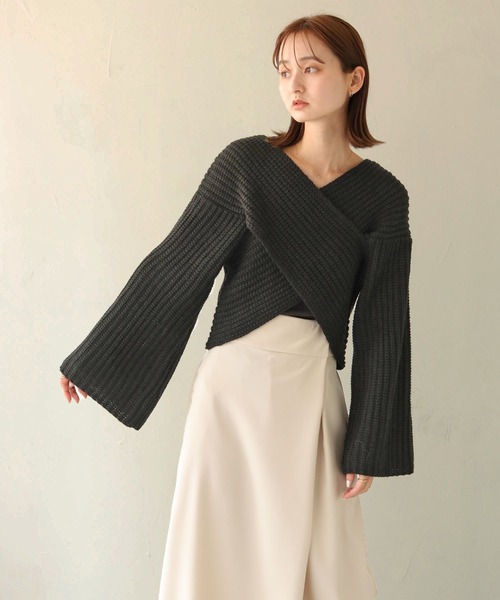 CLEIO（クレイオ）の「【CLEIO】ショートクロスニット/SHORT CROSS KNIT/986-10618（ニット/セーター・レディース・アイボリー/ブラック/ベージュ・FREE）」の16枚目の写真