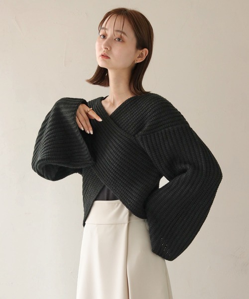 CLEIO（クレイオ）の「【CLEIO】ショートクロスニット/SHORT CROSS KNIT/986-10618（ニット/セーター・レディース・アイボリー/ブラック/ベージュ・FREE）」の17枚目の写真