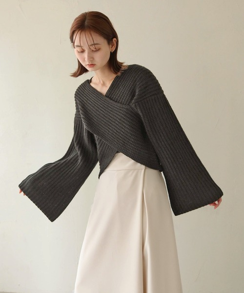 CLEIO（クレイオ）の「【CLEIO】ショートクロスニット/SHORT CROSS KNIT/986-10618（ニット/セーター・レディース・アイボリー/ブラック/ベージュ・FREE）」の18枚目の写真