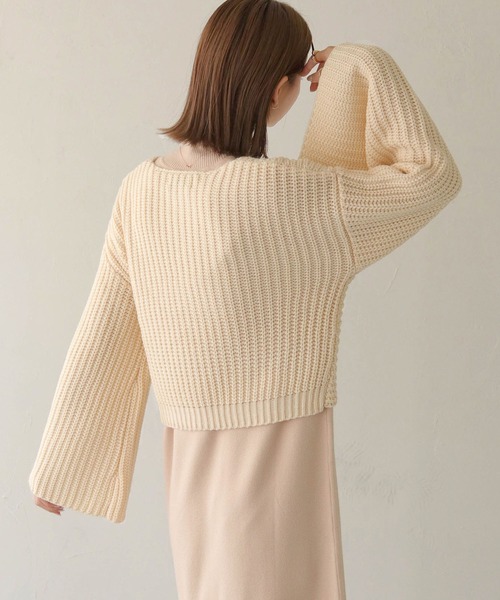 CLEIO（クレイオ）の「【CLEIO】ショートクロスニット/SHORT CROSS KNIT/986-10618（ニット/セーター・レディース・アイボリー/ブラック/ベージュ・FREE）」の8枚目の写真