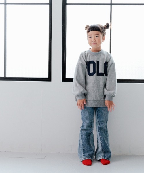 LOWRYS FARM（ローリーズファーム）の「パッチワークフレアデニム　965011（デニムパンツ・キッズ・ブルー・120cm/130cm/110cm/140cm/150cm）」の2枚目の写真