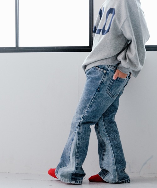 LOWRYS FARM（ローリーズファーム）の「パッチワークフレアデニム　965011（デニムパンツ・キッズ・ブルー・120cm/130cm/110cm/140cm/150cm）」の9枚目の写真