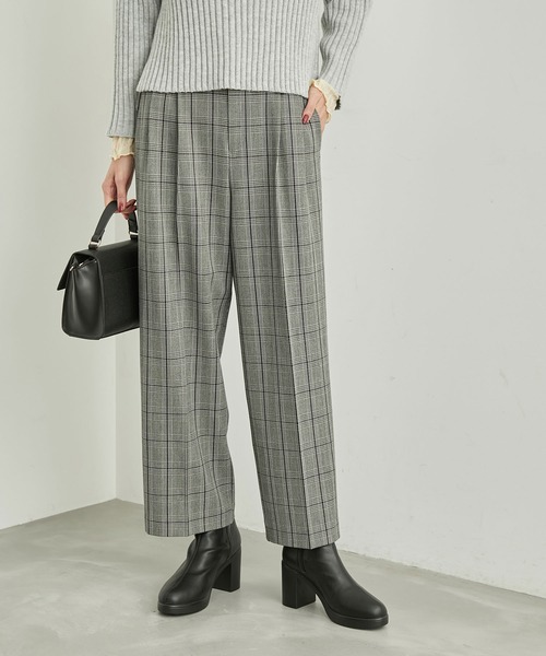 ROPE' PICNIC（ロペピクニック）の「リンクコーデ/チェックタックワイドパンツ（その他パンツ・レディース・ダークブラウン/オフホワイト・36/38/40）」の2枚目の写真