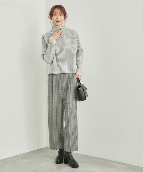 ROPE' PICNIC（ロペピクニック）の「リンクコーデ/チェックタックワイドパンツ（その他パンツ・レディース・ダークブラウン/オフホワイト・36/38/40）」の3枚目の写真
