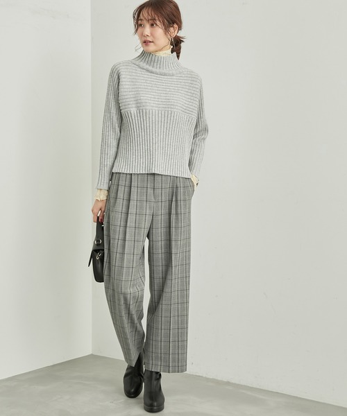 ROPE' PICNIC（ロペピクニック）の「リンクコーデ/チェックタックワイドパンツ（その他パンツ・レディース・ダークブラウン/オフホワイト・36/38/40）」の4枚目の写真