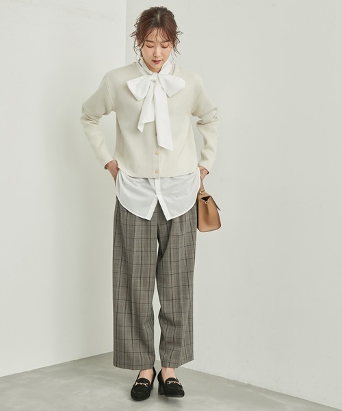 ROPE' PICNIC（ロペピクニック）の「リンクコーデ/チェックタックワイドパンツ（その他パンツ・レディース・ダークブラウン/オフホワイト・36/38/40）」の6枚目の写真