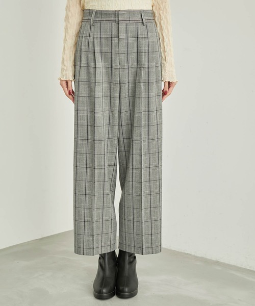 ROPE' PICNIC（ロペピクニック）の「リンクコーデ/チェックタックワイドパンツ（その他パンツ・レディース・ダークブラウン/オフホワイト・36/38/40）」の10枚目の写真