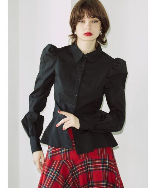 jouetie（ジュエティ）の「ペプラムフィットシャツ（シャツ/ブラウス・レディース・オフホワイト/ブルー/ブラック・MEDIUM）」の5枚目の写真