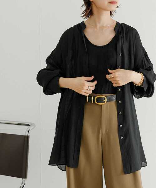 URBAN RESEARCH（アーバンリサーチ）の「シアーギャザーチュニックシャツ（シャツ/ブラウス・レディース・ブラック/オフホワイト/パープル系その他・FREE）」の15枚目の写真