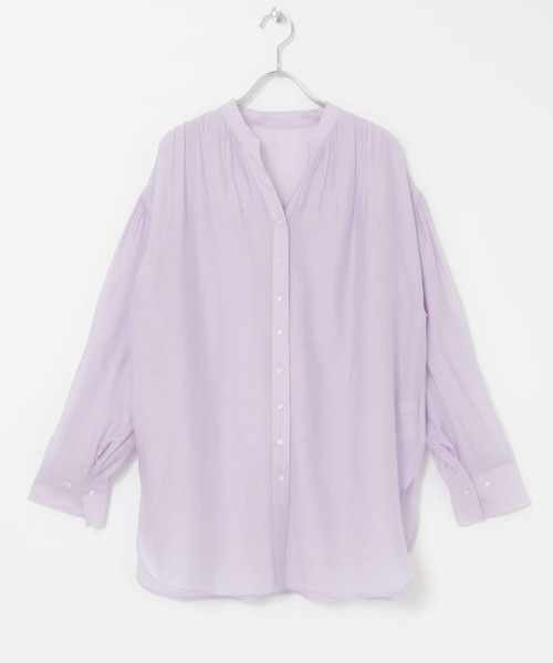 URBAN RESEARCH（アーバンリサーチ）の「シアーギャザーチュニックシャツ（シャツ/ブラウス・レディース・ブラック/オフホワイト/パープル系その他・FREE）」の7枚目の写真