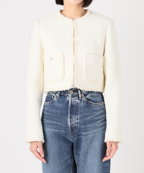 セール】ツイードジャケット（ノーカラージャケット）｜U by