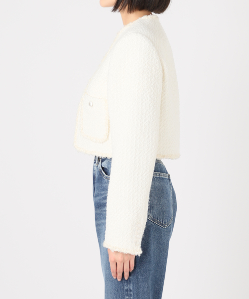 U by SPICK&SPAN（ユーバイスピックアンドスパン）の「ツイードジャケット（ノーカラージャケット・レディース・ブルー/ピンク/ホワイト・FREE）」の21枚目の写真