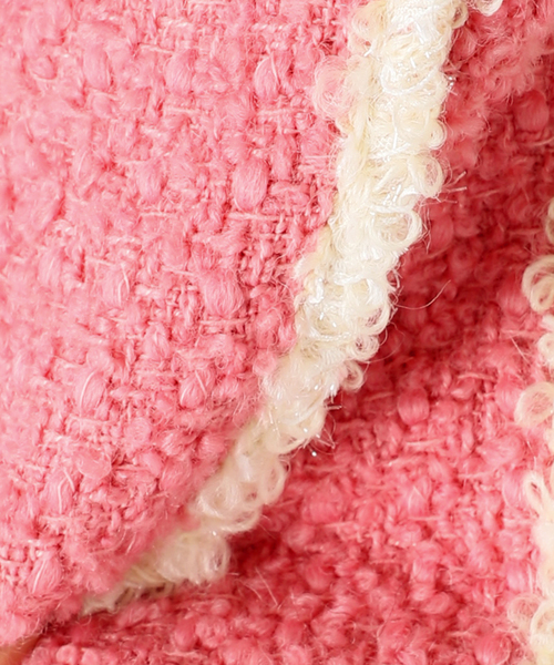 U by SPICK&SPAN（ユーバイスピックアンドスパン）の「ツイードジャケット（ノーカラージャケット・レディース・ブルー/ピンク/ホワイト・FREE）」の5枚目の写真