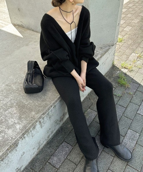 ニットパンツ ワイドストレート シンプル リラックスパンツ 3色 シンプルストレートワイドニットパンツ（その他パンツ）｜select