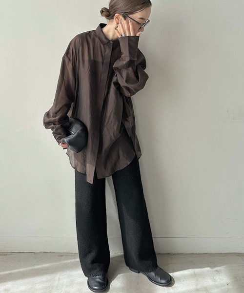 ニットパンツ ワイドストレート シンプル リラックスパンツ 3色 シンプルストレートワイドニットパンツ（その他パンツ）｜select