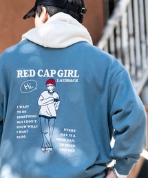 【1】〔新柄追加〕〔Red Cap Girl/レッドキャップガール〕バックイラストプリント/刺繍 ルーズサイズ 配色パーカー