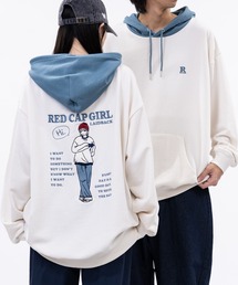 Red Cap Girl（レッドキャプガール）の「【a-r】〔新柄追加〕〔Red Cap Girl/レッドキャップガール〕バックイラストプリント/刺繍 ルーズサイズ 配色パーカー（パーカー・メンズ）」