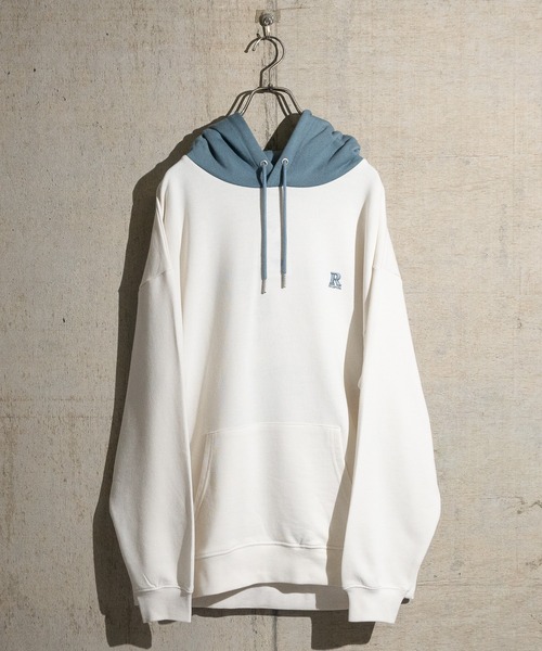 Red Cap Girl(レッドキャプガール)の「【a-r】〔新柄追加〕〔Red Cap Girl/レッドキャップガール〕バックイラストプリント/刺繍 ルーズサイズ 配色パーカー(パーカー・メンズ・カーキ/アッシュグレー/ブルー/ネイビー/アイボリー/ダークグレー/ホワイト系その他/グレー系その他/ネイビー系/ブラック/ブルー系その他/ネイビー系1・LARGE/MEDIUM)」の13枚目の写真