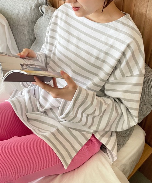 LOWRYS FARM(ローリーズファーム)の「バスクボーダーLS 966671(Tシャツ/カットソー・レディース・ブラック/パープル/グレー/ブルー・FREE)」の8枚目の写真