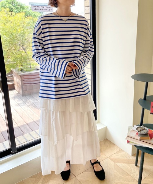 LOWRYS FARM(ローリーズファーム)の「バスクボーダーLS 966671(Tシャツ/カットソー・レディース・ブラック/パープル/グレー/ブルー・FREE)」の14枚目の写真