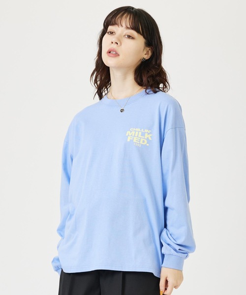 MILKFED.（ミルクフェド）の「CHILLIN L/S TEE（Tシャツ/カットソー・レディース・ライトブルー/ホワイト/ブラック・M/L）」の8枚目の写真