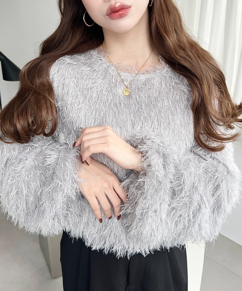 moment+（モーメントプラス）の「裾バルーンフリンジプルオーバー（Tシャツ/カットソー・レディース・ブルー/アイボリー/ピンク/ブラック/グレー・M/L）」の3枚目の写真