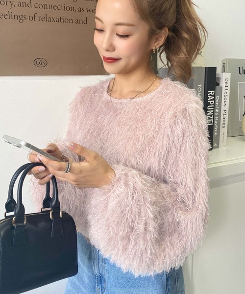 moment+（モーメントプラス）の「裾バルーンフリンジプルオーバー（Tシャツ/カットソー・レディース・ブルー/アイボリー/ピンク/ブラック/グレー・M/L）」の5枚目の写真