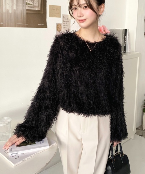 moment+（モーメントプラス）の「裾バルーンフリンジプルオーバー（Tシャツ/カットソー・レディース・ブルー/アイボリー/ピンク/ブラック/グレー・M/L）」の14枚目の写真