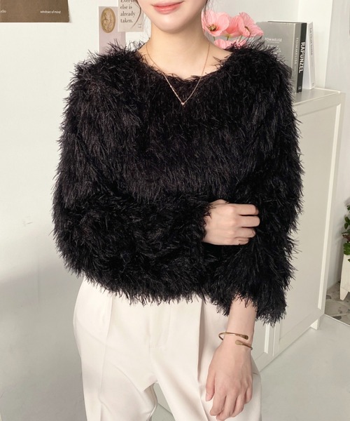 moment+（モーメントプラス）の「裾バルーンフリンジプルオーバー（Tシャツ/カットソー・レディース・ブルー/アイボリー/ピンク/ブラック/グレー・M/L）」の15枚目の写真