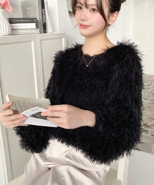 moment+（モーメントプラス）の「裾バルーンフリンジプルオーバー（Tシャツ/カットソー・レディース・ブルー/アイボリー/ピンク/ブラック/グレー・M/L）」の17枚目の写真