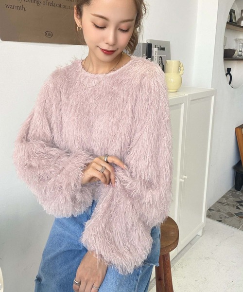 moment+（モーメントプラス）の「裾バルーンフリンジプルオーバー（Tシャツ/カットソー・レディース・ブルー/アイボリー/ピンク/ブラック/グレー・M/L）」の19枚目の写真