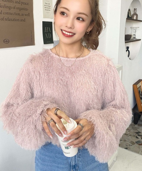 moment+（モーメントプラス）の「裾バルーンフリンジプルオーバー（Tシャツ/カットソー・レディース・ブルー/アイボリー/ピンク/ブラック/グレー・M/L）」の22枚目の写真