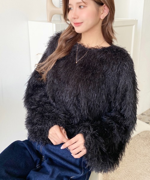 moment+（モーメントプラス）の「裾バルーンフリンジプルオーバー（Tシャツ/カットソー・レディース・ブルー/アイボリー/ピンク/ブラック/グレー・M/L）」の13枚目の写真