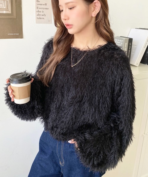 moment+（モーメントプラス）の「裾バルーンフリンジプルオーバー（Tシャツ/カットソー・レディース・ブルー/アイボリー/ピンク/ブラック/グレー・M/L）」の12枚目の写真