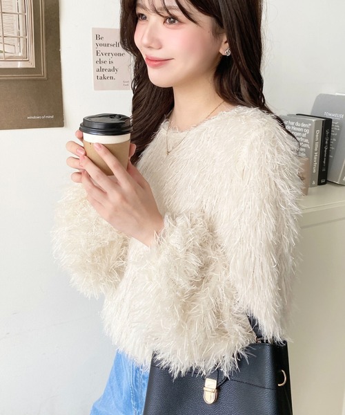 moment+（モーメントプラス）の「裾バルーンフリンジプルオーバー（Tシャツ/カットソー・レディース・ブルー/アイボリー/ピンク/ブラック/グレー・M/L）」の11枚目の写真