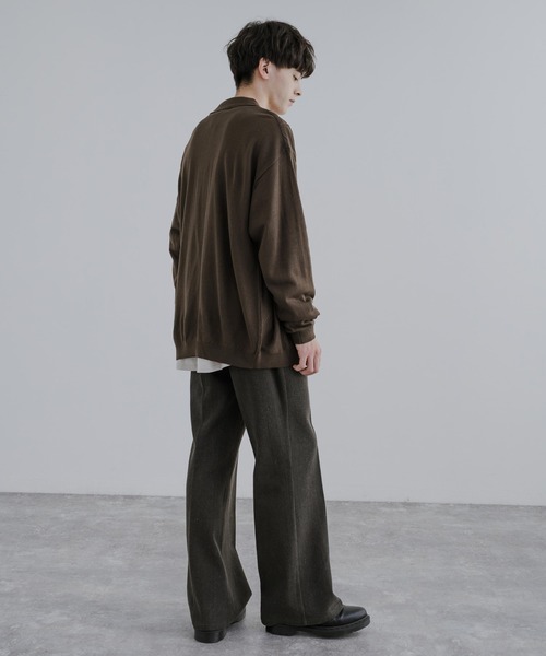 Rocky Monroe（ロッキーモンロー）の「オーバーサイズ ジオメ柄L/S ポロ襟 ニットカーディガン（カーディガン/ボレロ・メンズ・グレイッシュベージュ/ブラウン/ブラック/サックスブルー・M/L）」の11枚目の写真