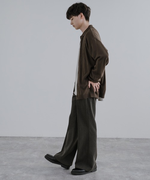 Rocky Monroe（ロッキーモンロー）の「オーバーサイズ ジオメ柄L/S ポロ襟 ニットカーディガン（カーディガン/ボレロ・メンズ・グレイッシュベージュ/ブラウン/ブラック/サックスブルー・M/L）」の12枚目の写真
