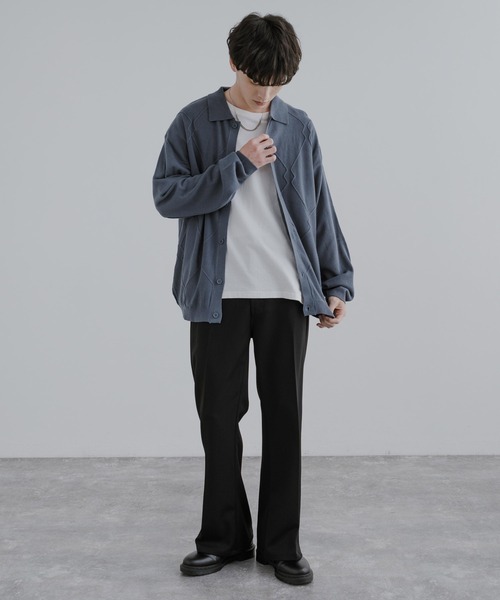 Rocky Monroe（ロッキーモンロー）の「オーバーサイズ ジオメ柄L/S ポロ襟 ニットカーディガン（カーディガン/ボレロ・メンズ・グレイッシュベージュ/ブラウン/ブラック/サックスブルー・M/L）」の20枚目の写真