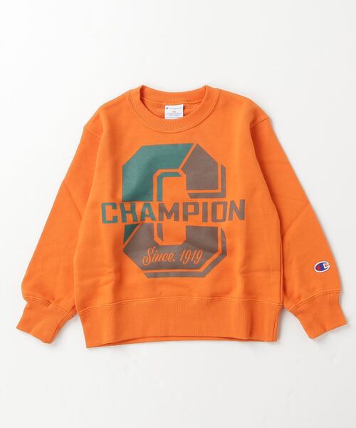 Champion（チャンピオン）の「チャンピオン  チャンピオン スウェットトレーナー_Champion CREW NECK SWEAT（スウェット・キッズ・グレー/オレンジ/チャコールグレー/オフホワイト・140cm/100cm/110cm/120cm/130cm）」の4枚目の写真