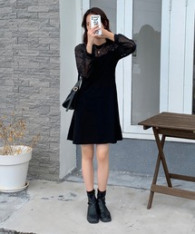 ドットシアースリーブワンピース