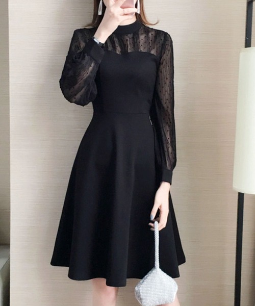 Mejoul（メジュール）の「ドットシアースリーブワンピース（ワンピース・レディース・ブラック・L/M）」の4枚目の写真