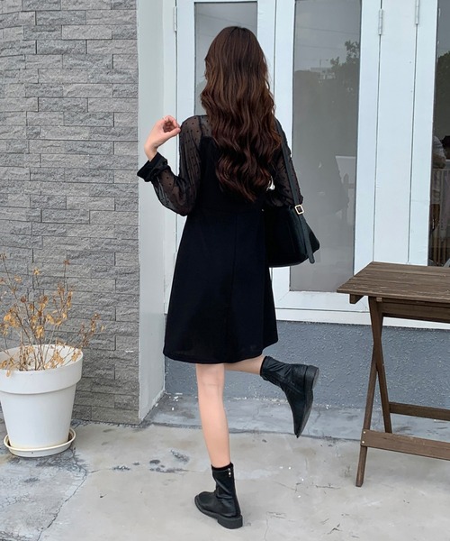 Mejoul（メジュール）の「ドットシアースリーブワンピース（ワンピース・レディース・ブラック・L/M）」の9枚目の写真