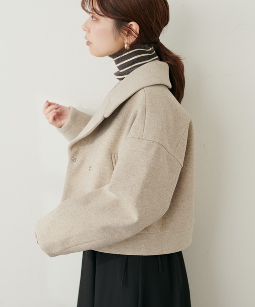 natural couture(ナチュラルクチュール)の「メルトンショートコート(その他アウター・レディース・チャコール/アイボリー/ベージュ/モカ・FREE)」の8枚目の写真