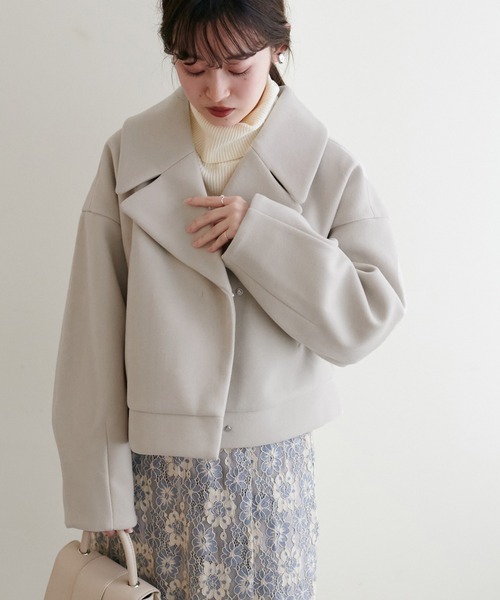 natural couture(ナチュラルクチュール)の「メルトンショートコート(その他アウター・レディース・チャコール/アイボリー/ベージュ/モカ・FREE)」の22枚目の写真