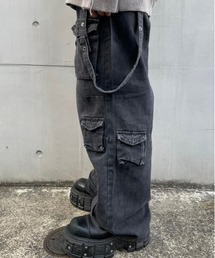 ストラップディテール カーゴフレアデニム ストラップディテール カーゴフレアデニム